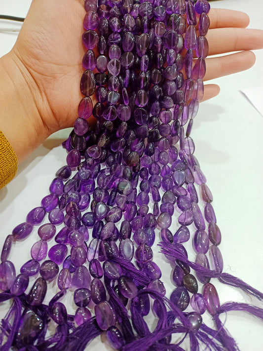 Natural Amethyst Free Shape Plain Smooth Tumbled Nugget 10to14mm Beads Sold Per Strand 18 Inches Long Great Quality Beads