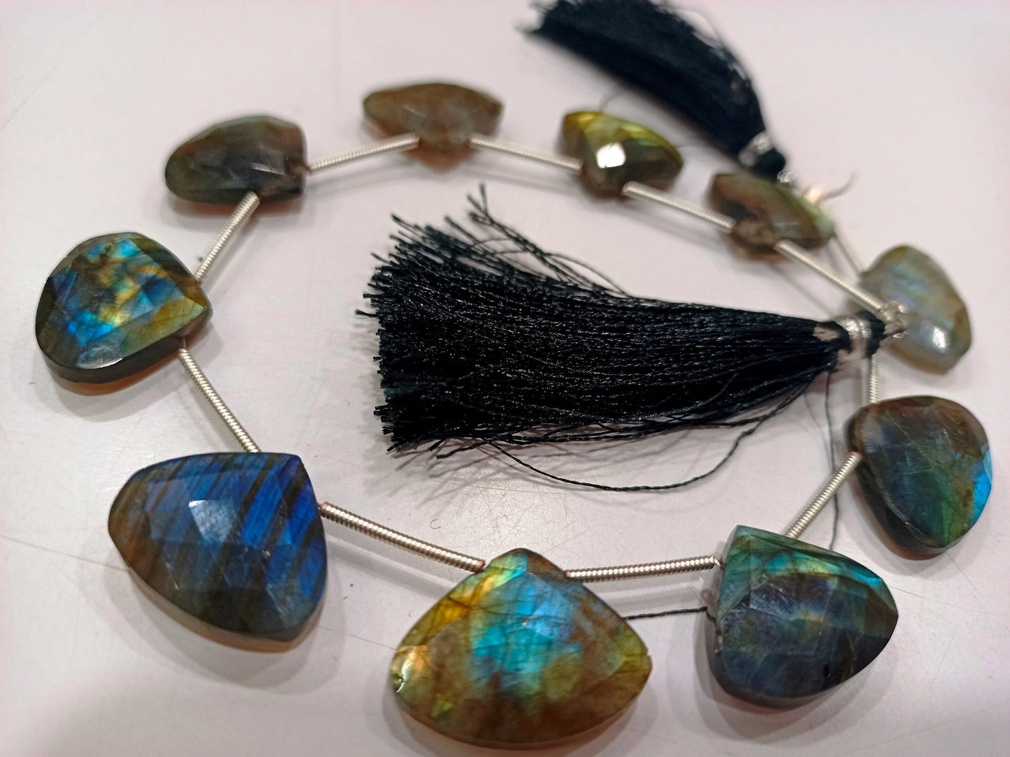 Natural Labradorite Briolette  Heart Shape 16-20mm Beads Sold Per strand 8 inches long Jewelry Making Beads