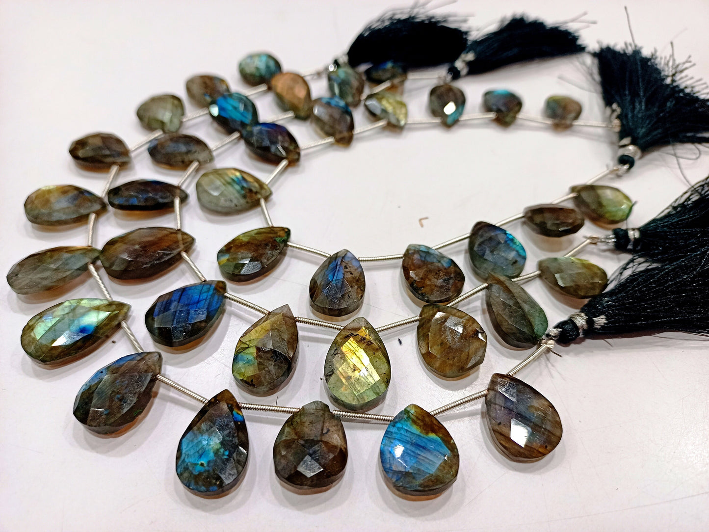 Natural Labradorite Pear heart Shape Briolette Beads sold Per strand 9 inches Long Great Quality Beads