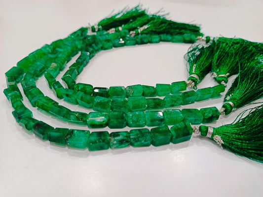 Natural Emerald Beryl Briolette Nugget Tumbled 9to10mm Beads Sold Per strand 8 Inches Long Laser Cut Green Gemstone Beads