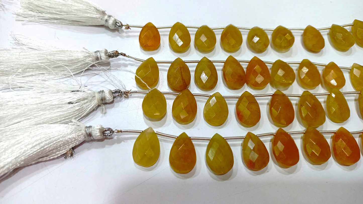 Natural Yellow  Aquamarine Pear Shape 10x15mm Briolette Beads Sold per Strand 8 Inches long Best quality Beads
