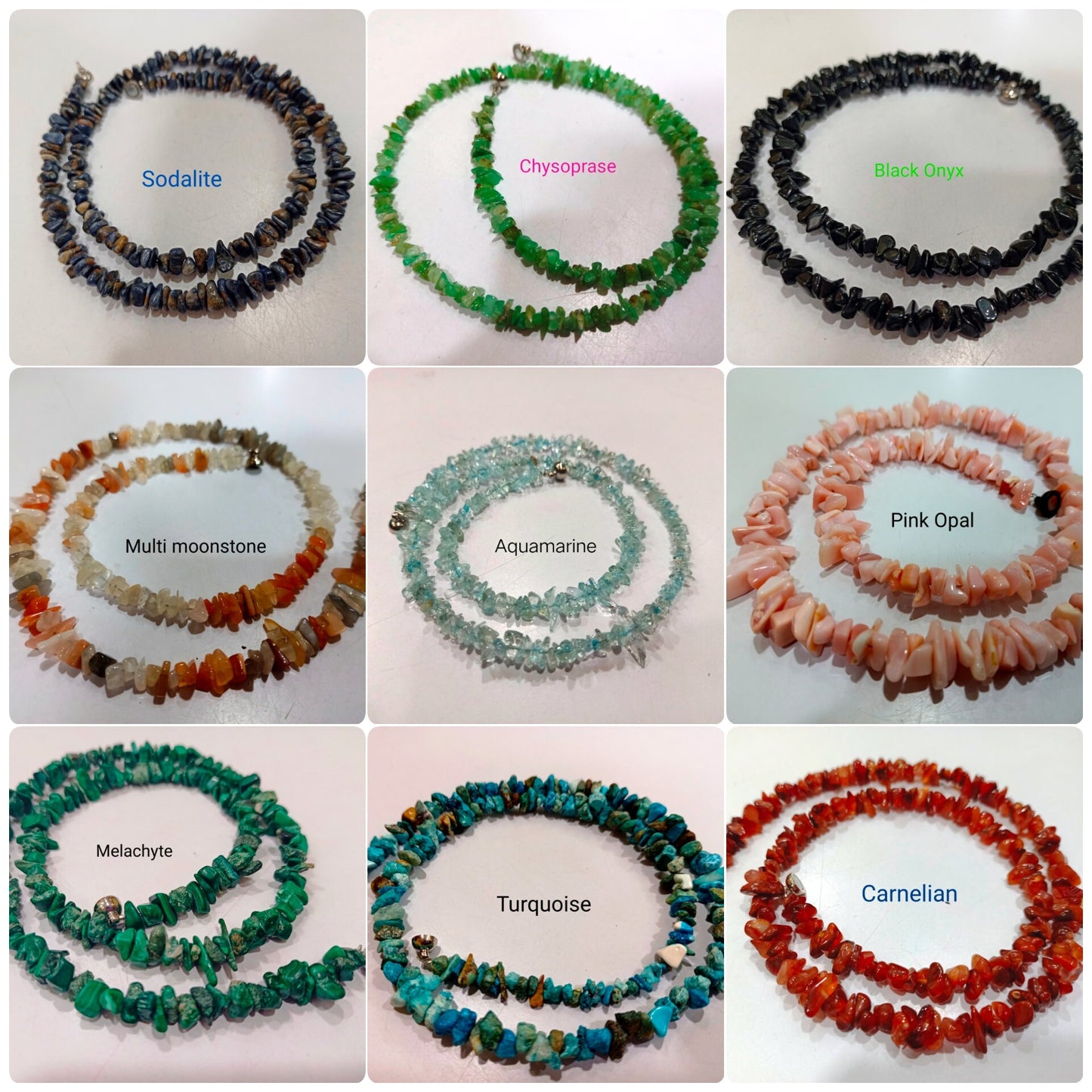Natural Gemstone Uncut Chip Nugget Beads Necklace 18 Inch long  Magnetic Clasp Choose the Stone