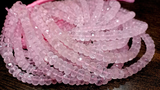 Natural Rose Quartz Rondelle Faceted 7 to 9mm Beads Sold Per Strand 8 Inches Long Best quality Beads Choose the size