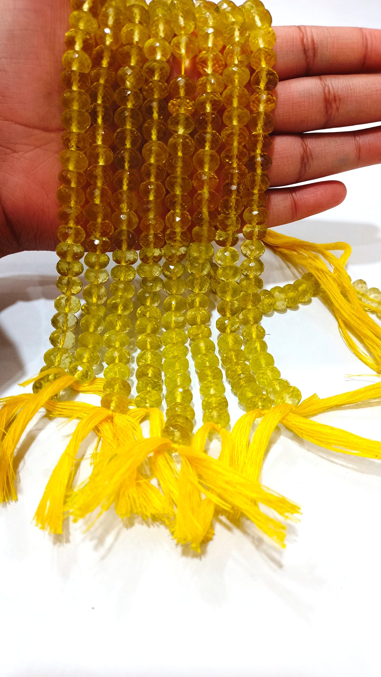 Natural Lemon Quartz Rondelle Faceted 6 -8mm Beads Sold per Strand 8 Inches Long  Great Quality Beads Choose the Size