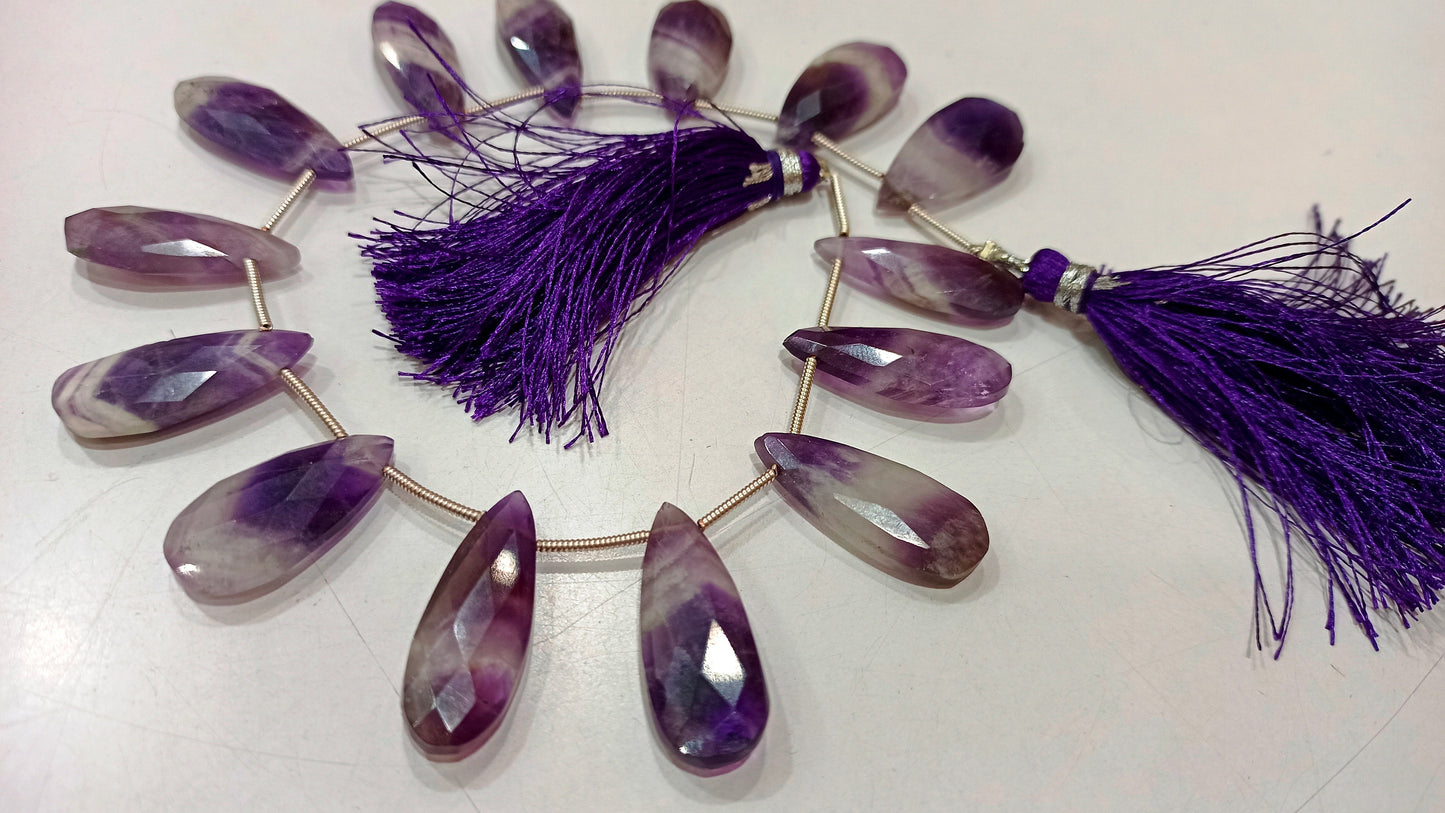 Natural Bio Amethyst pear Shape Briolette 12x25mm Gemstone Beads Sold per strand 8 inches long great Quality Beads