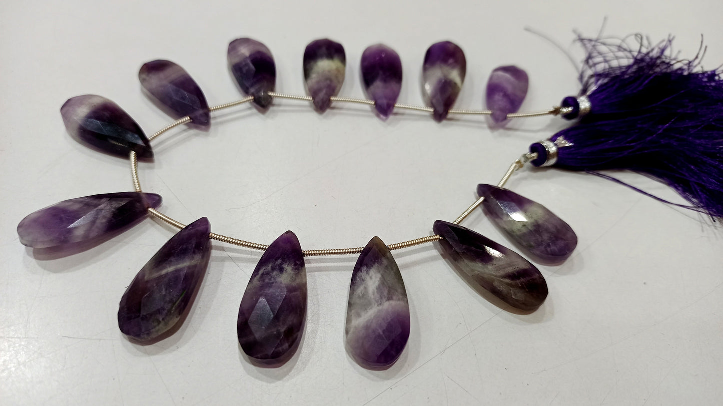 Natural Bio Amethyst pear Shape Briolette 12x25mm Gemstone Beads Sold per strand 8 inches long great Quality Beads