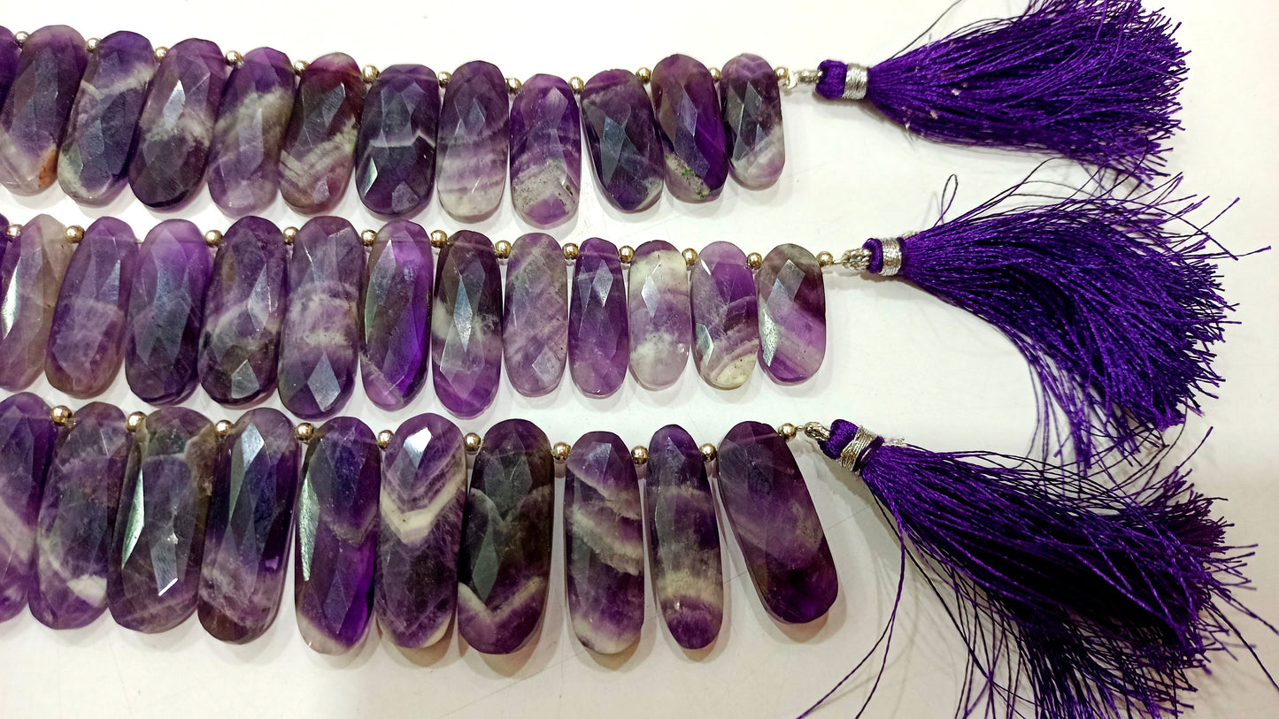 Natural Bio Amethyst Fancy Oval Shape Briolette 8x25mm Gemstone Beads Sold per strand 8 inches long great Quality Beads