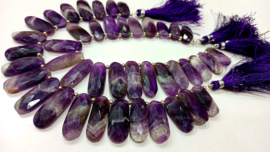 Natural Bio Amethyst Fancy Oval Shape Briolette 8x25mm Gemstone Beads Sold per strand 8 inches long great Quality Beads
