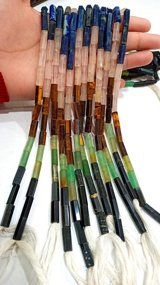 Natural Multi Color Tube Shape Briolette 5x15mm Beads Sold per strand 14 Inch Long Great Quality beads