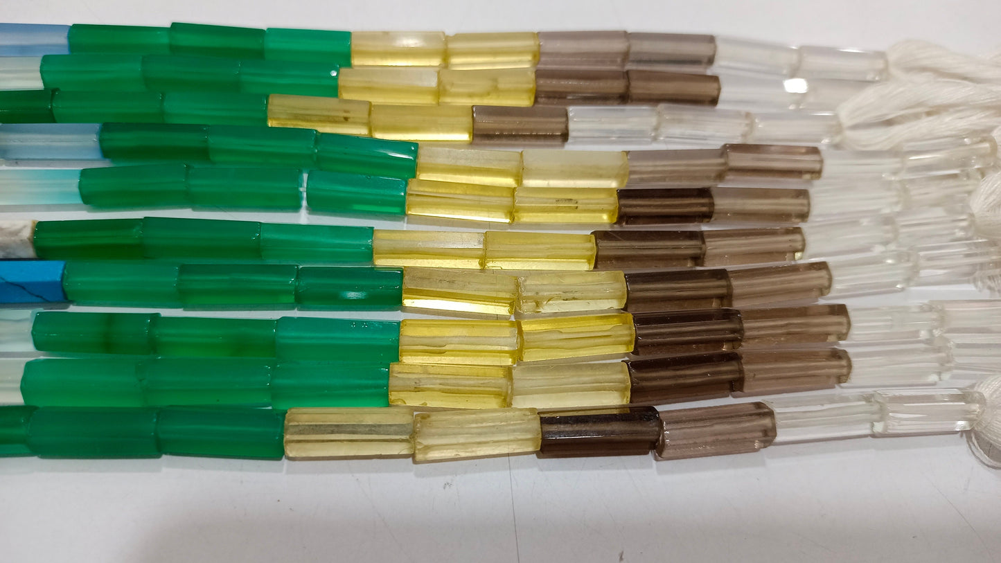 Natural Multi Color Tube Shape Briolette 5x15mm Beads Sold per strand 14 Inch Long Great Quality beads