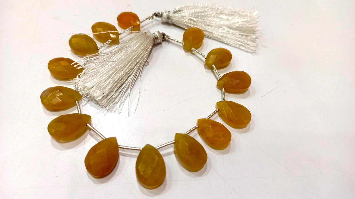 Natural Yellow  Aquamarine Pear Shape 10x15mm Briolette Beads Sold per Strand 8 Inches long Best quality Beads