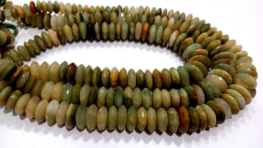 Natural Cat's  Eye German cut Rondelle Faceted  9 to 14mm Gemstone Beads Sold Per Strand 8 Inches Long High Quality Gemstone Beads