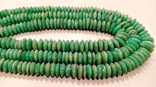 Natural Amazonite German Cut Rondelle Faceted 9 to 14mm Beads Sold per Strand 8 Inches Long High Quality Beads