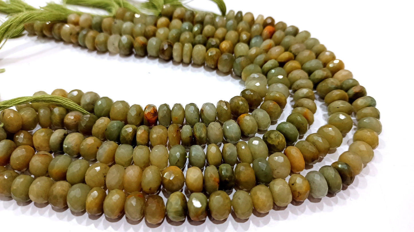 Natural Cat's Eye Rondelle Faceted 8mm Beads Sold Per Strand 8 Inches long Great Quality Beads