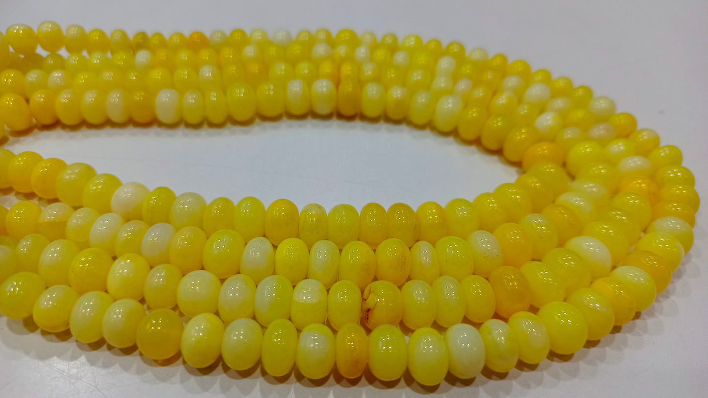 Yellow Opal Rondelle Plain Smooth 7 to 10mm Beads Sold per Strand 8 inches Long Great Quality Beads