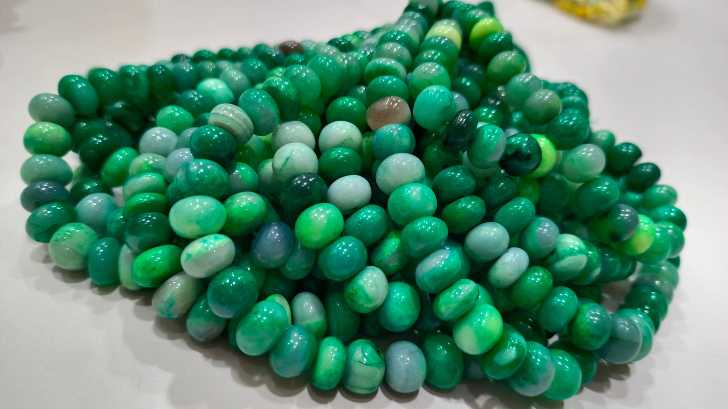 Green Opal Rondelle Plain Smooth 7 to 10mm Beads Sold per Strand 8 inches Long Great Quality Beads