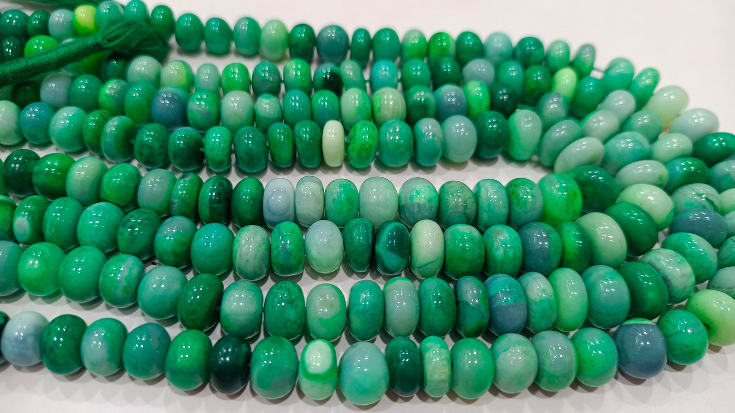 Green Opal Rondelle Plain Smooth 7 to 10mm Beads Sold per Strand 8 inches Long Great Quality Beads
