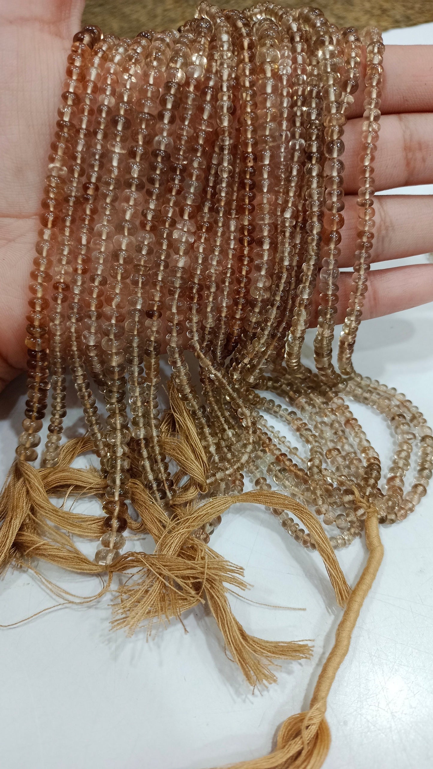 Natural Brown Topaz Rondelle Plain Smooth 3-4mm Beads Sold Per Strand 13 Inches long Best Quality Beads