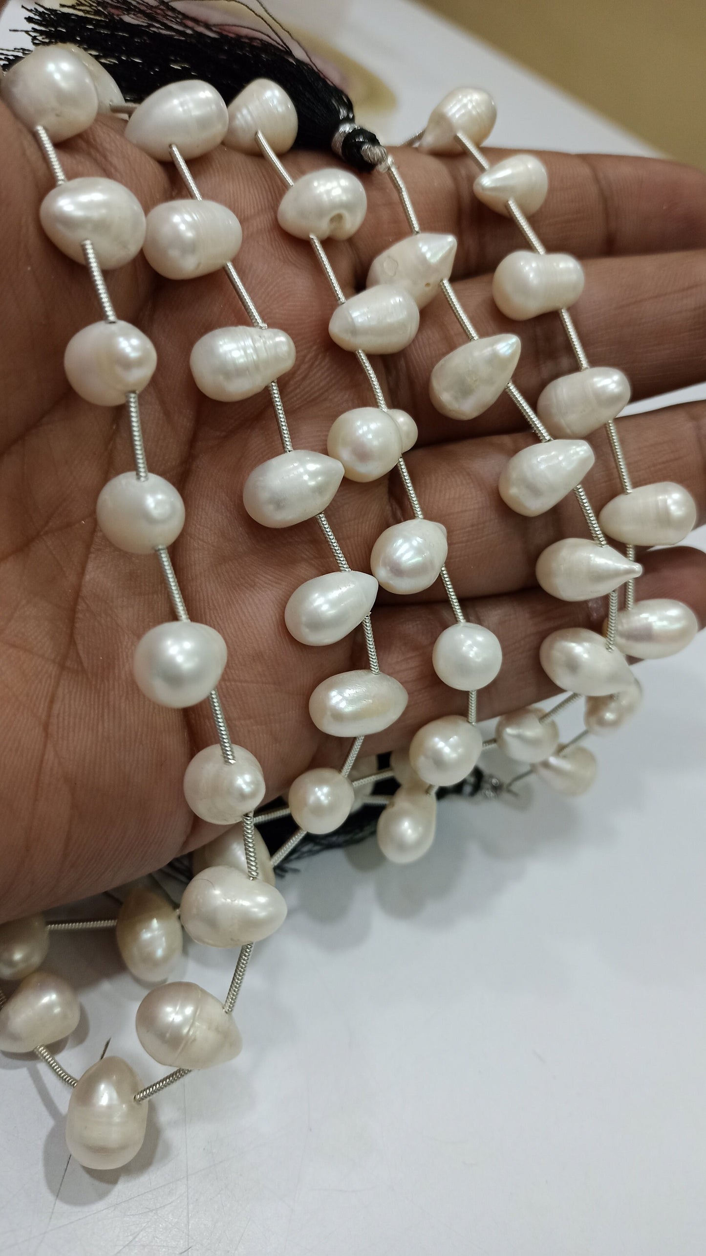Natural Pearl 10 to 12mm Long Teardrop Beads Sold Per Strand 8 inches long Jewelry making Best Quality beads