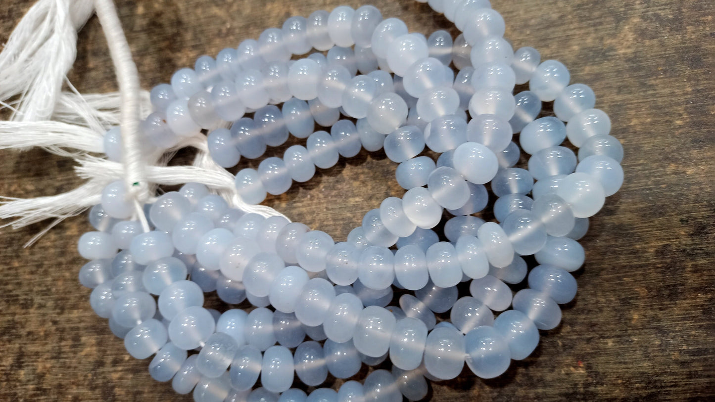 Natural Lavender chalcedony Rondelle Plain Smooth 9mm Beads sold Poer Strand 8 Inches Long Great Quality Beads