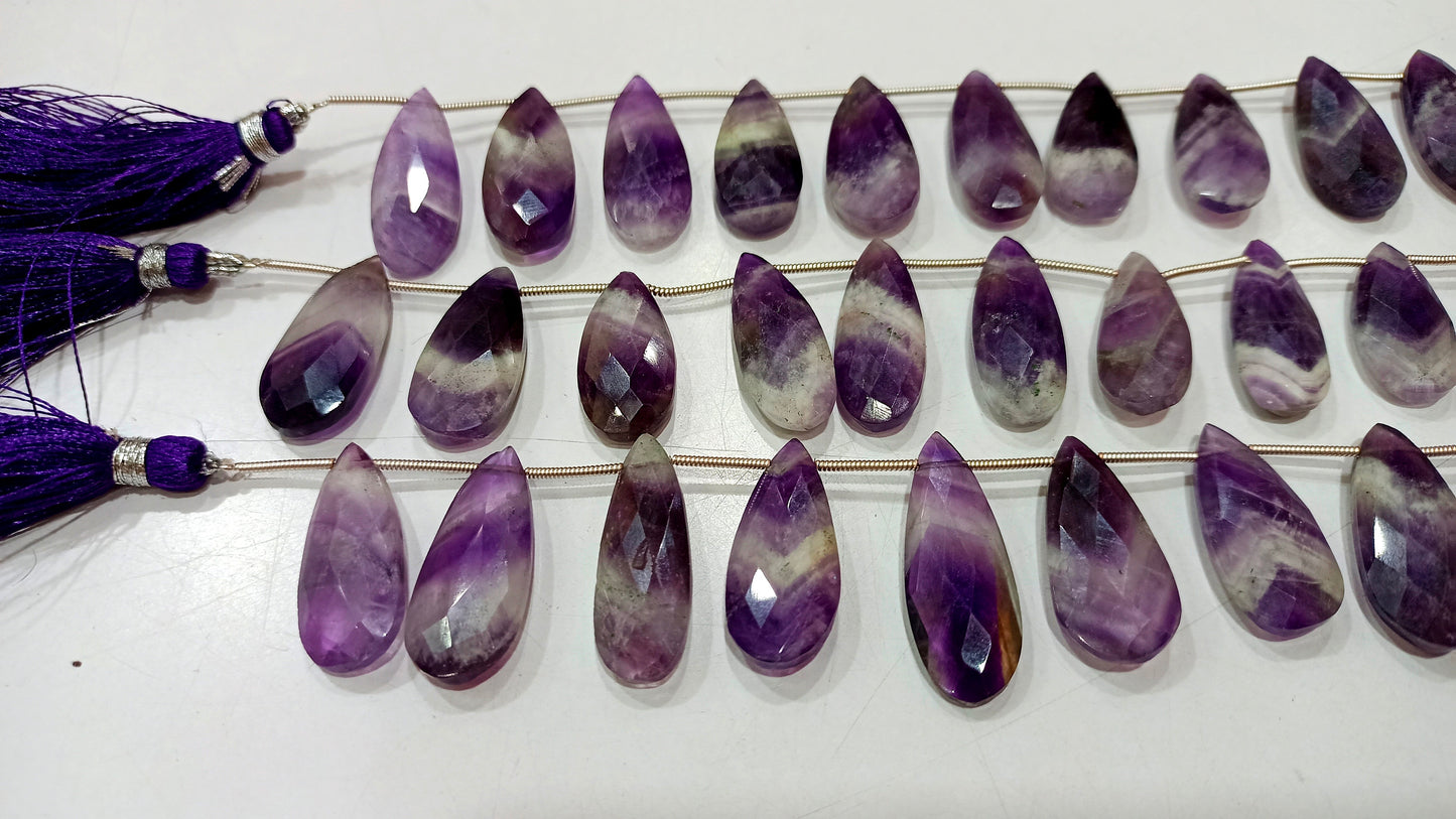 Natural Bio Amethyst pear Shape Briolette 12x25mm Gemstone Beads Sold per strand 8 inches long great Quality Beads