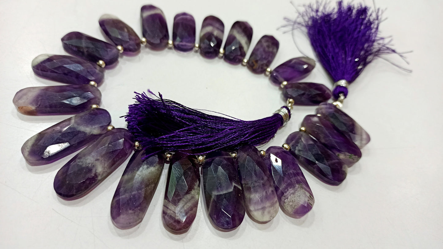 Natural Bio Amethyst Fancy Oval Shape Briolette 8x25mm Gemstone Beads Sold per strand 8 inches long great Quality Beads