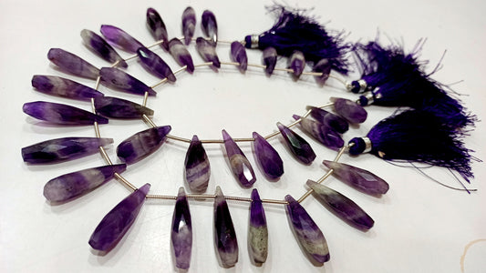 Natural Bio Amethyst Teardrop Shape Briolette 8x25mm Gemstone Beads Sold per strand 8 inches long great Quality Beads
