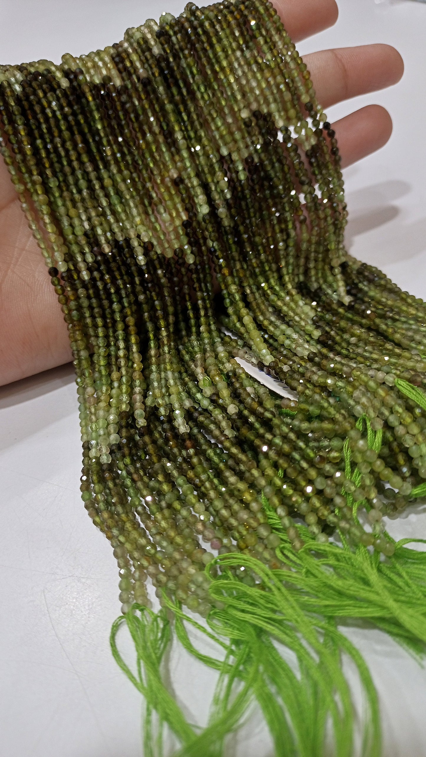 Natural Green tourmaline Round Faceted Shaded Color 2.5 mm Beads Sold Per Strand 13 inches Long