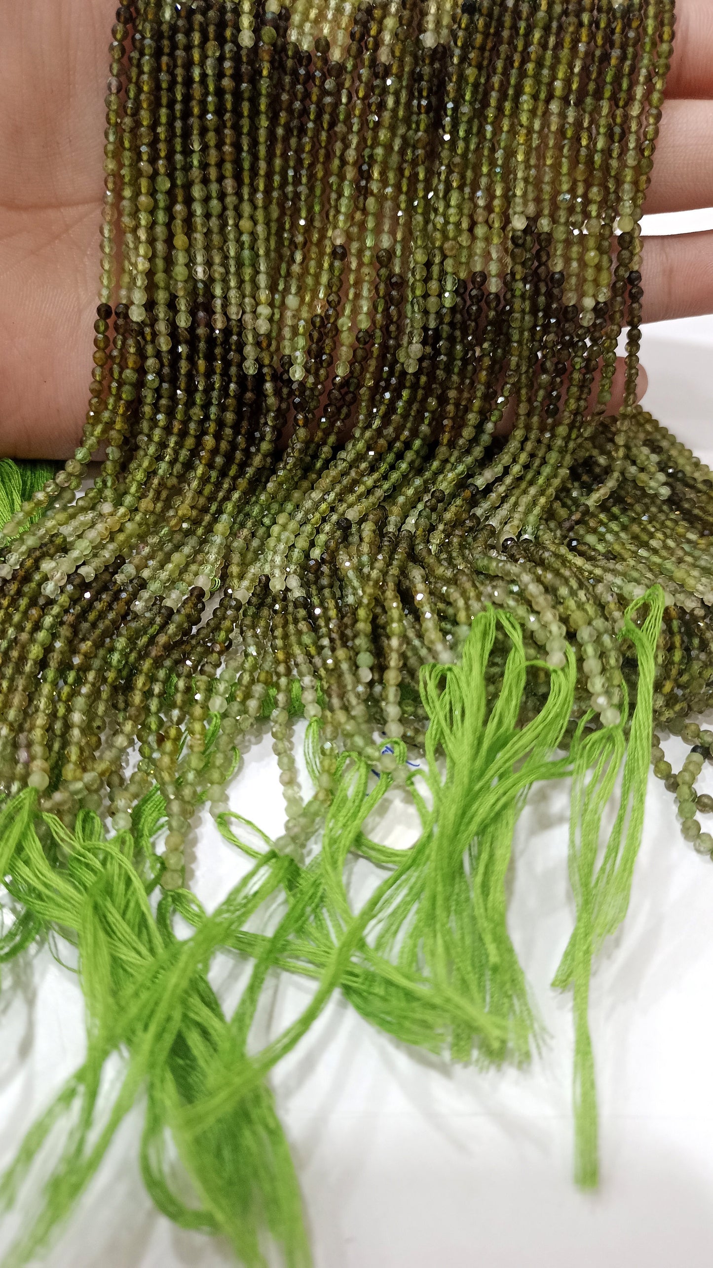 Natural Green tourmaline Round Faceted Shaded Color 2.5 mm Beads Sold Per Strand 13 inches Long
