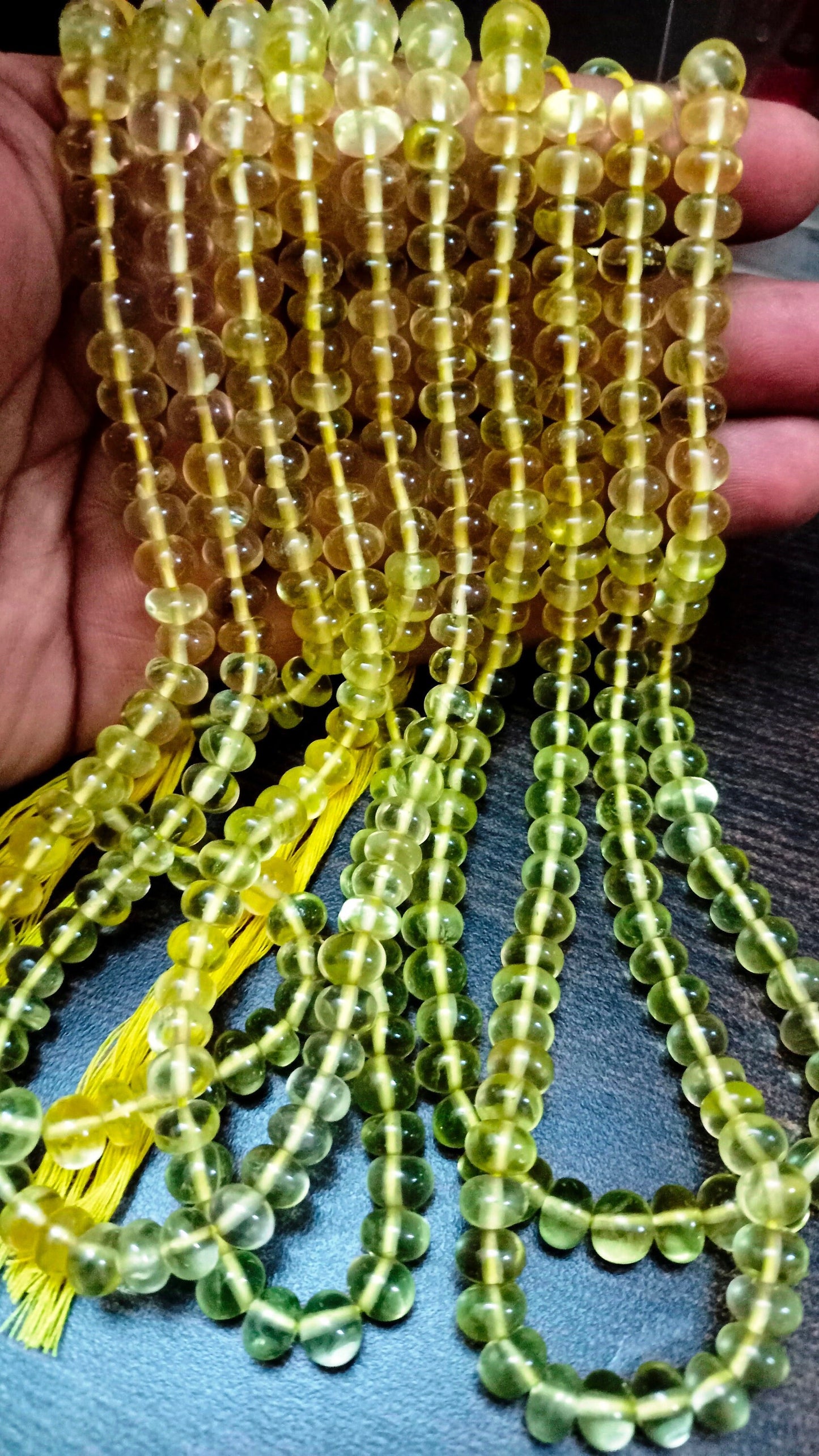 Natural Lemon Quartz Rondelle Plain Smooth 7 to 8mm Beads Sold per Strand 8 Inches Long  Great Quality Beads