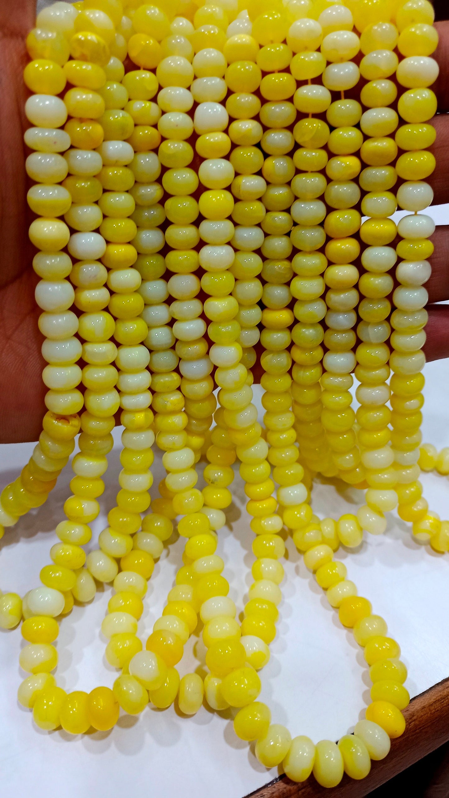 Yellow Opal Rondelle Plain Smooth 7 to 10mm Beads Sold per Strand 8 inches Long Great Quality Beads