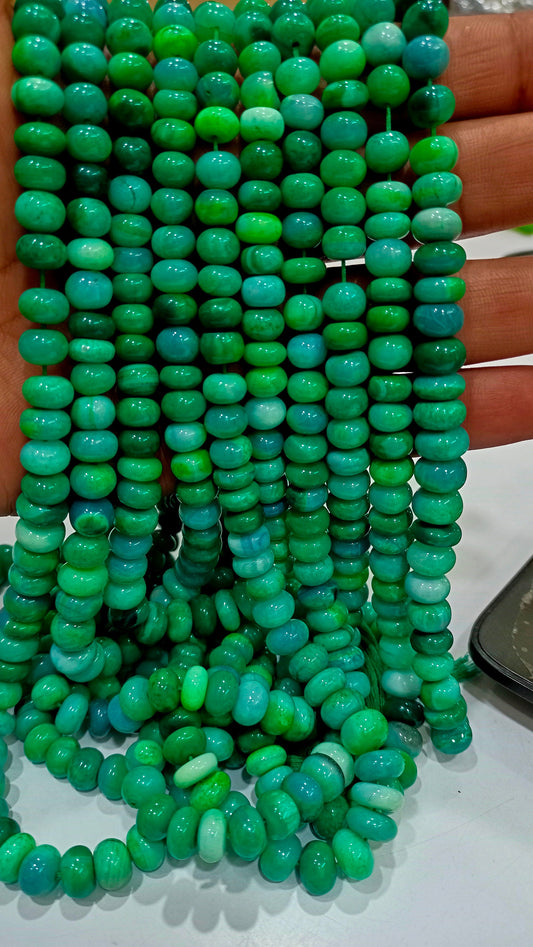 Green Opal Rondelle Plain Smooth 7 to 10mm Beads Sold per Strand 8 inches Long Great Quality Beads