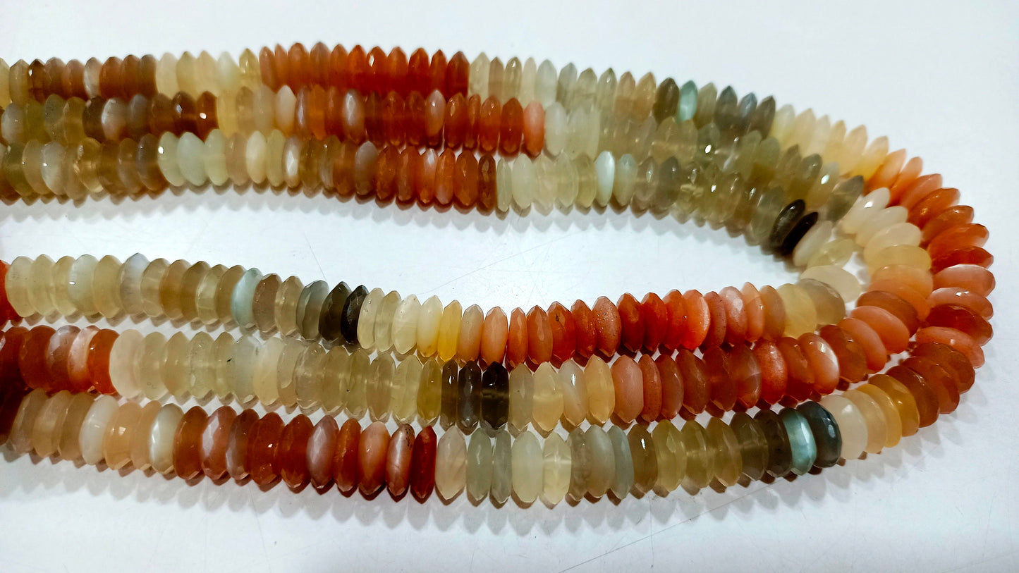 Natural Multi Moonstone German Cut 9 to 10mm Beads Sold Per Strand 8 Inches Long Best quality Beads