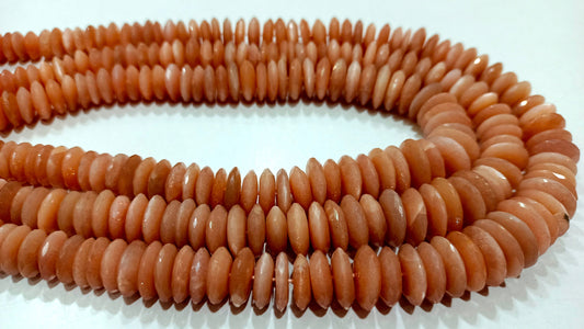 Natural Peach Moonstone German Cut 9 to14mm Beads Sold Per Strand 8 Inches Long Best quality Beads