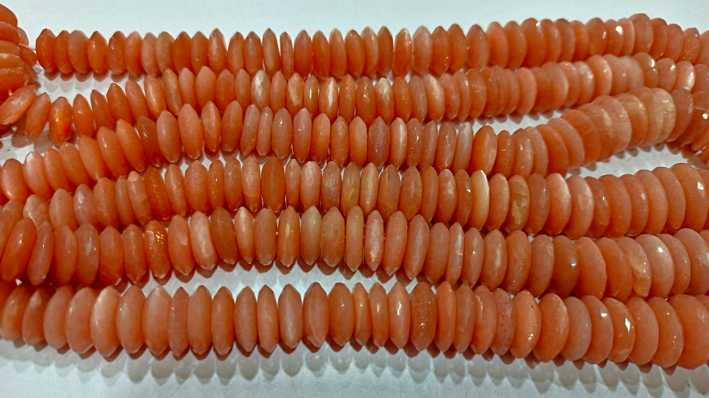 Natural Peach Moonstone German Cut 9 to14mm Beads Sold Per Strand 8 Inches Long Best quality Beads