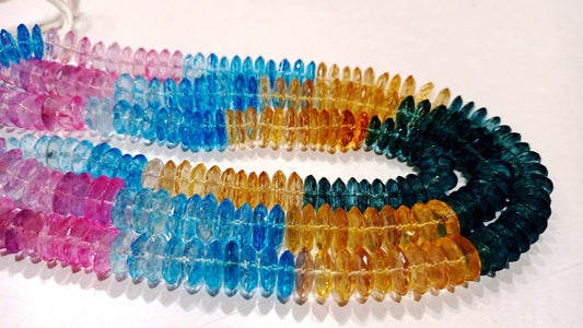 Multi Color Topaz German Cut Rondelle Faceted 11-12mm Beads Sold Per Strand 8 Inches Long best Quality Beads