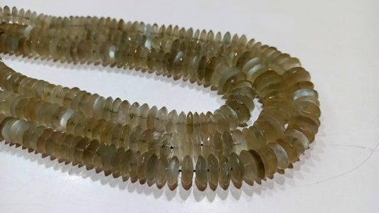 Ceylon Moonstone German Cut Rondelle Faceted  9 to12mm Beads Sold Per strand 8 inches long