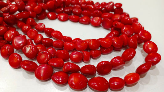 Beautiful Red Coral Beads Tumbled Shape Coral Beads Size 10 to 15mm Strand 16 inch long Italian Red Coral Beads Wholesale Price