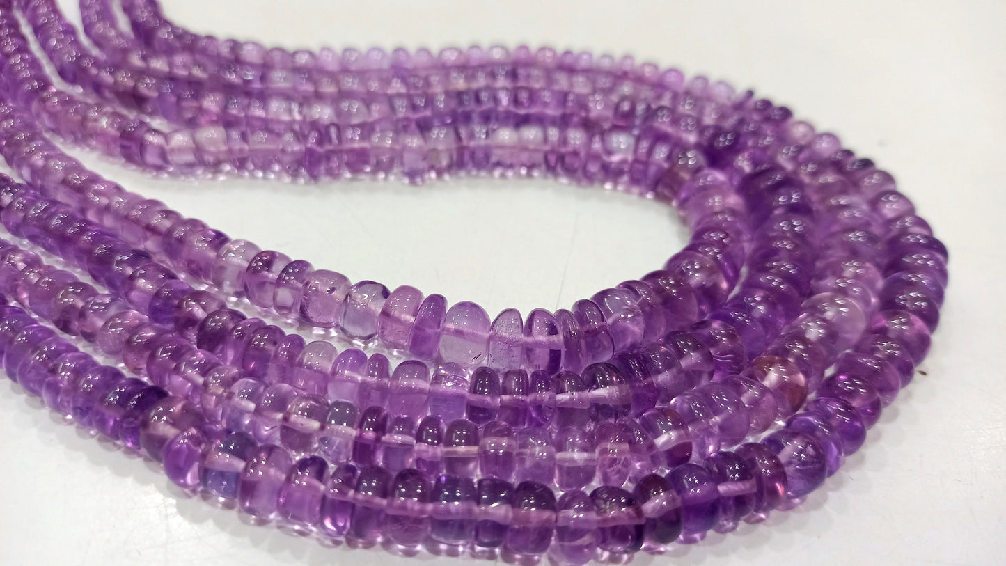 Natural  Pink Amethyst Rondelle Plain Smooth 4 to 8mm Graduated  Beads Sold Per Strand  8 Inches Long Top Quality Beads