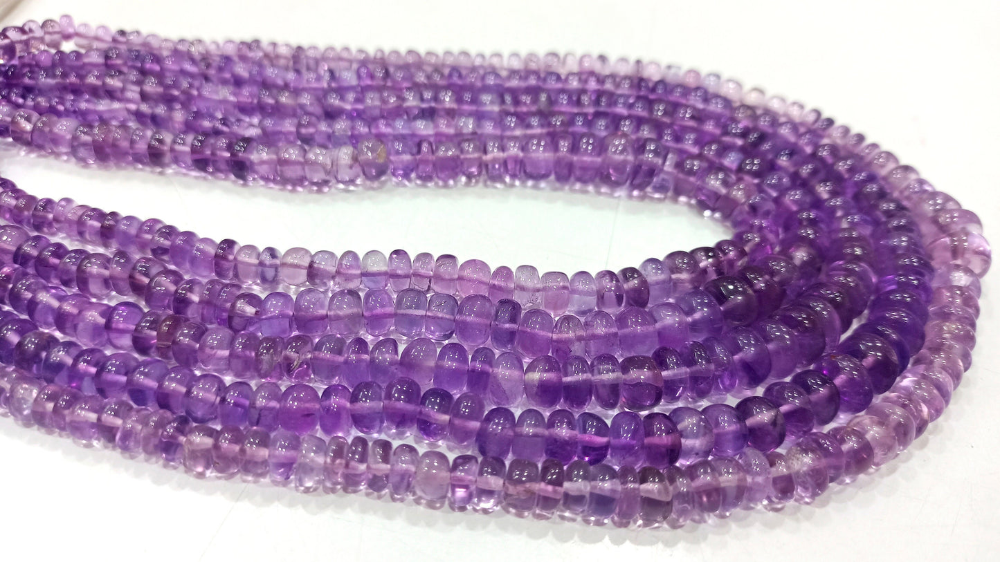 Natural  Pink Amethyst Rondelle Plain Smooth 4 to 8mm Graduated  Beads Sold Per Strand  8 Inches Long Top Quality Beads