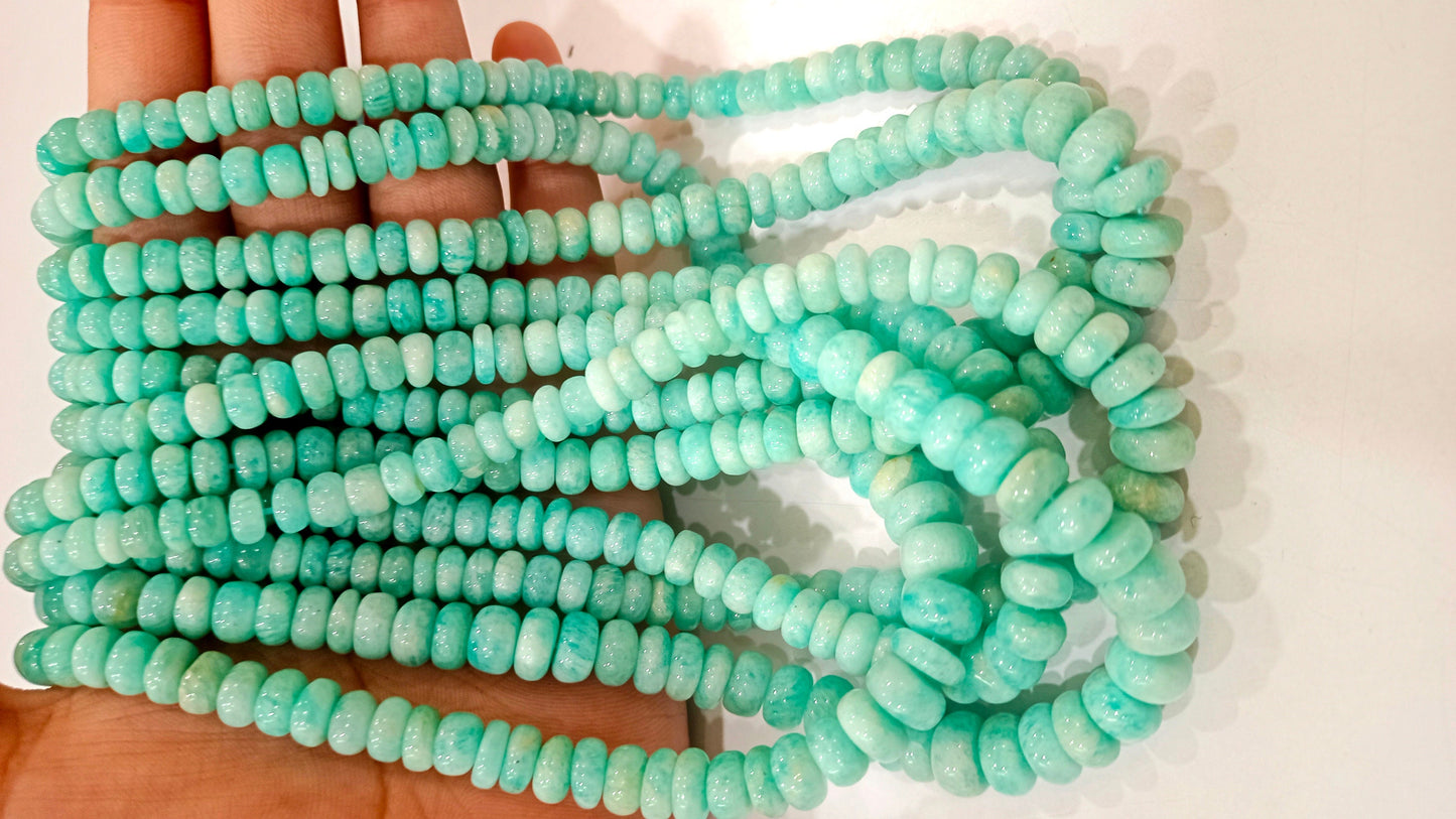 Natural Amazonite Rondelle Plain Smooth 5 to 8mm Beads Sold Per Strand 8 Inches long Great Quality Beads