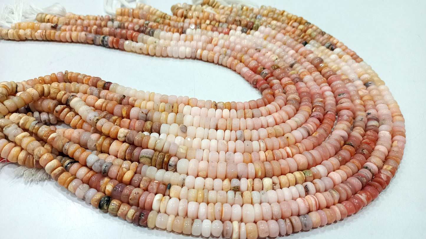 Natural Pink Opal Rondelle Plain smooth 5 to 8mm Beads sold per Strand 8 Inches Long Great Quality Beads