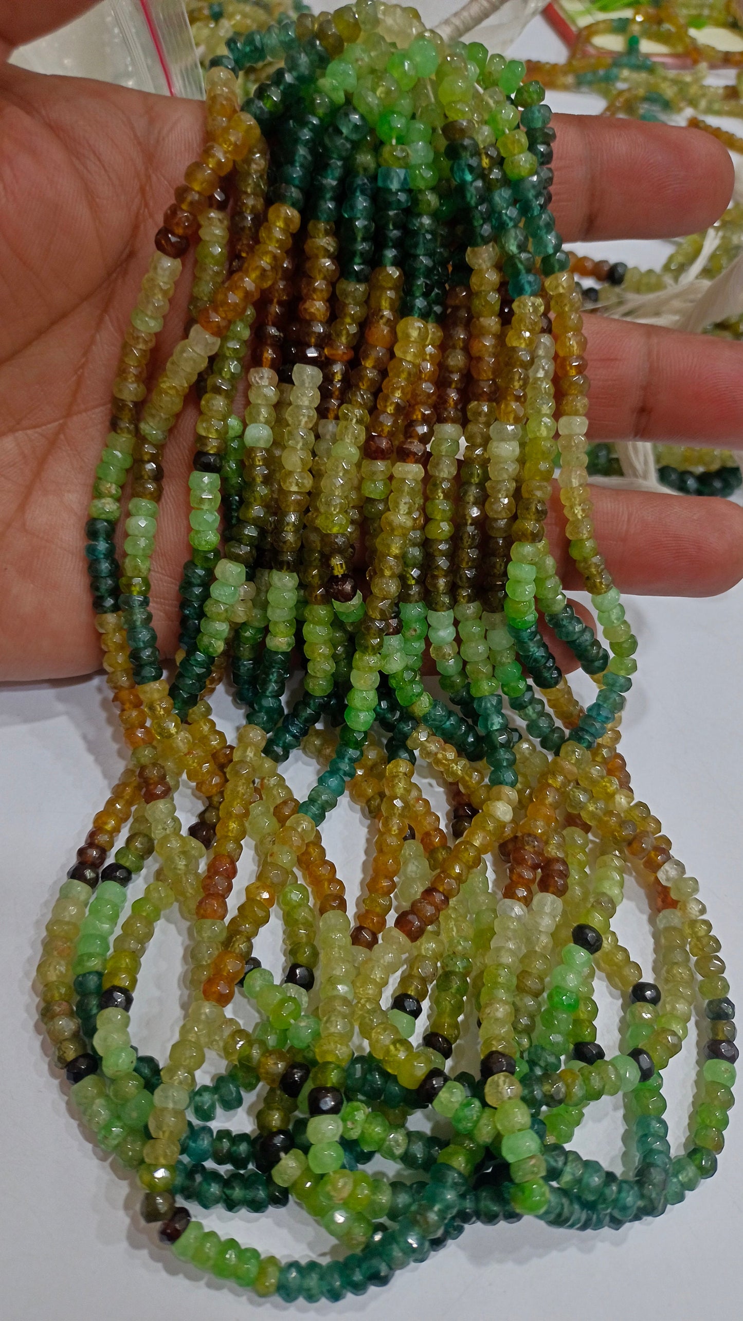 Natural Grossular Garnet Rondelle  Faceted Beads 3 to 6mm Sold Per Strand 8 Inches Long Best quality Beads Choose Size