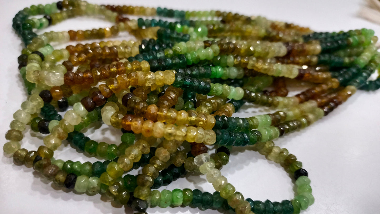 Natural Grossular Garnet Rondelle  Faceted Beads 3 to 6mm Sold Per Strand 8 Inches Long Best quality Beads Choose Size