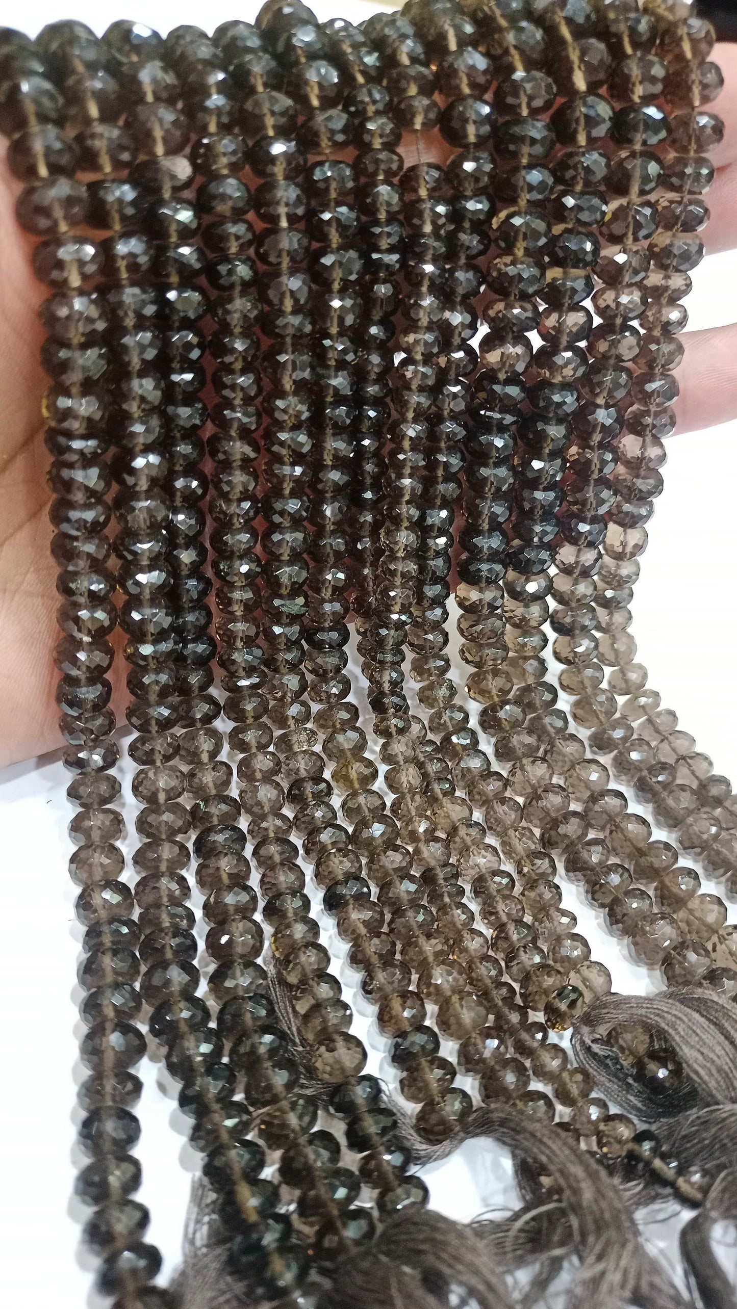 Natural Smoky Quartz Rondelle Faceted 8-9mm Beads Sold Per Strand 8 Inches Long Great Quality Beads