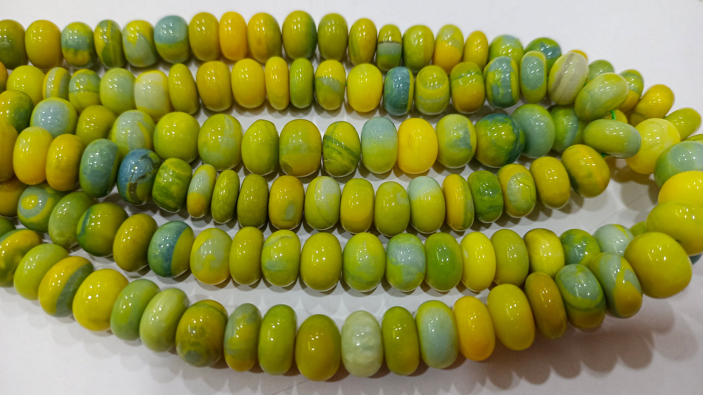 Lemon Green Opal Rondelle Plain Smooth 7to10mm Beads Sold per Strand 8 inches Long Great Quality Beads