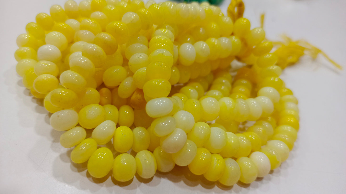 Yellow Opal Rondelle Plain Smooth 7 to 10mm Beads Sold per Strand 8 inches Long Great Quality Beads