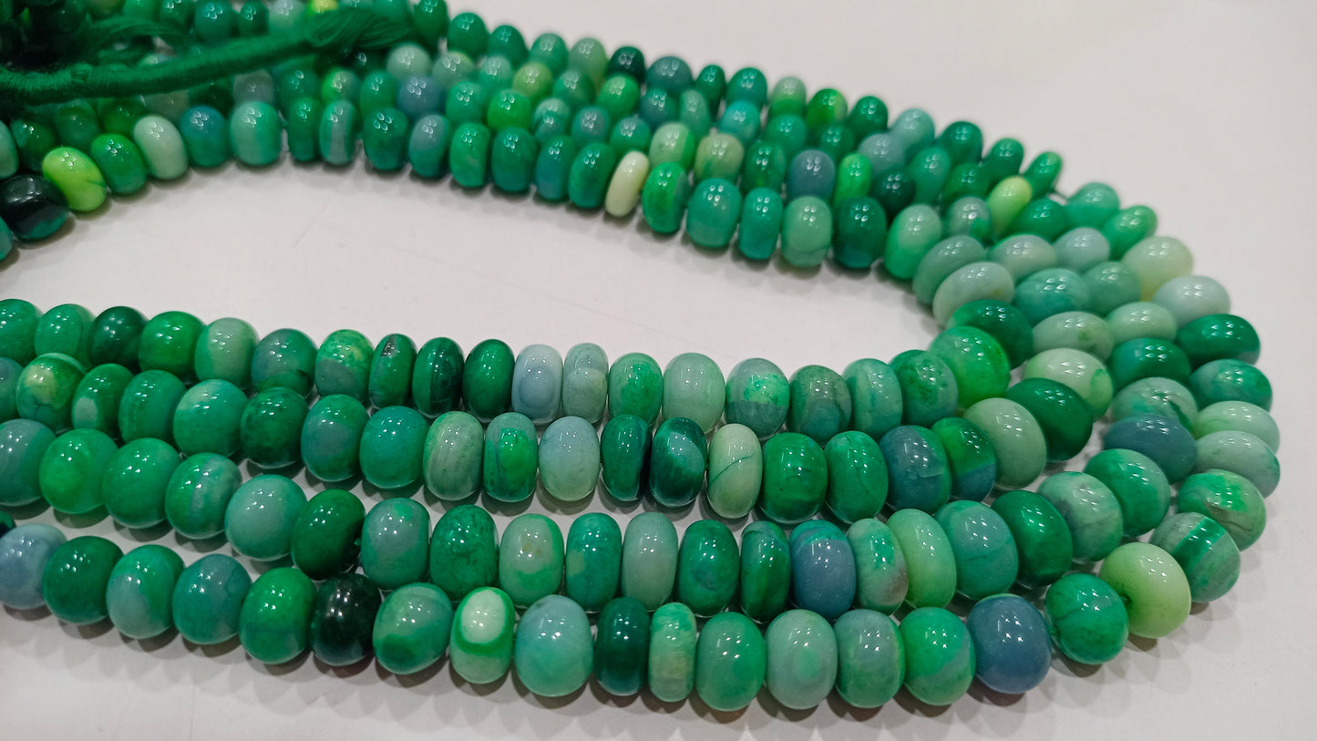 Green Opal Rondelle Plain Smooth 7 to 10mm Beads Sold per Strand 8 inches Long Great Quality Beads