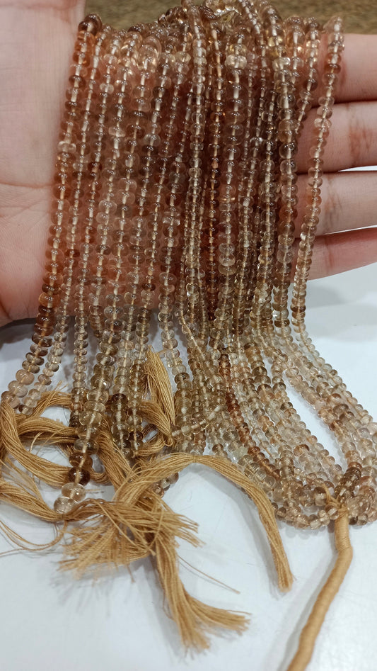 Natural Brown Topaz Rondelle Plain Smooth 3-4mm Beads Sold Per Strand 13 Inches long Best Quality Beads