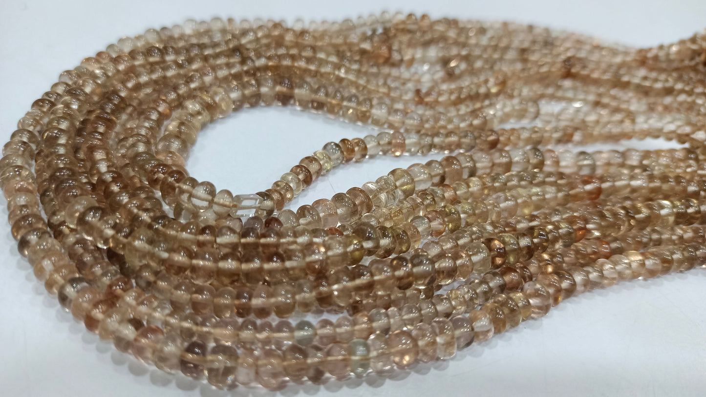 Natural Brown Topaz Rondelle Plain Smooth 3-4mm Beads Sold Per Strand 13 Inches long Best Quality Beads